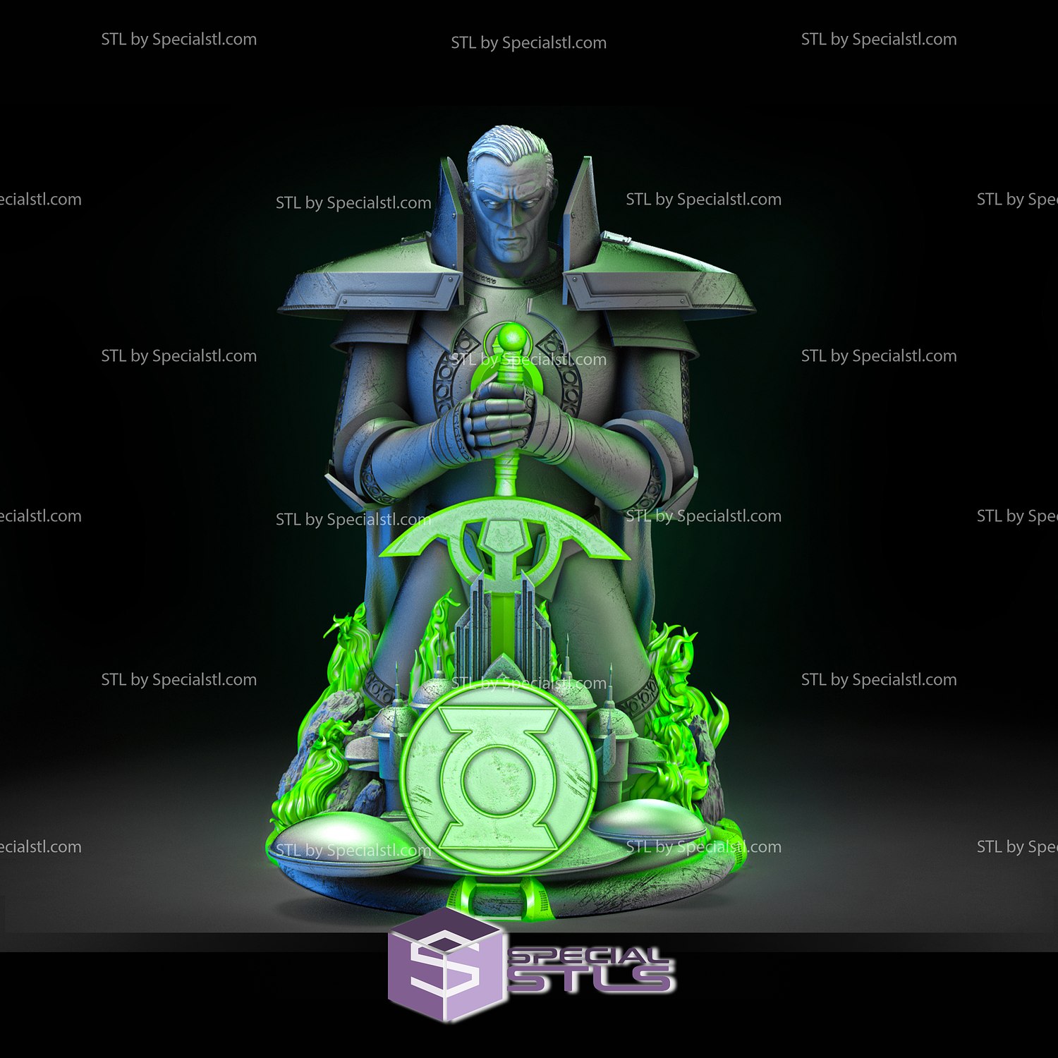 Alan Scott Green Lantern Bust STL Files 3D Printing Figurine
