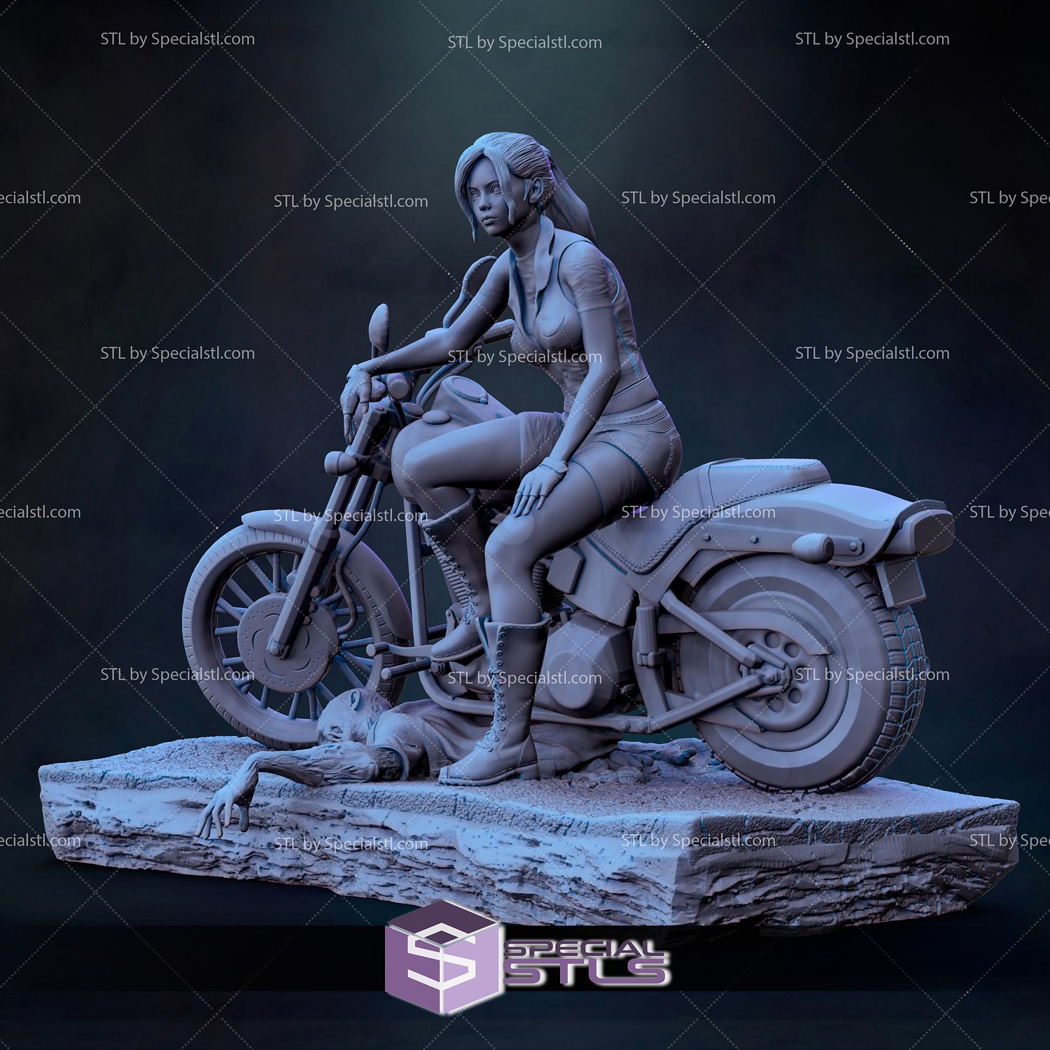 Placa Decorativa Claire Redfield Na Moto-20X30CM