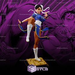 Chun Li in Action V5 3D Printing Figurine Street Fighter STL Files