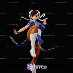 Chun Li in Action V5 3D Printing Figurine Street Fighter STL Files