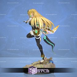 Mythra Action Pose V2 3D Printing Figurine Xenoblade STL Files