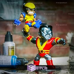 Chibi STL Collection - Colossus with Wolverine 3D Printing Figurine