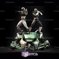 Green Ranger and Whiter Ranger STL Files Diorama Power Ranger 3D Printable