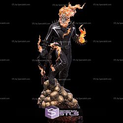 Ghost Rider 3D Printing Figurine Standing on Skull Base V3 STL Files