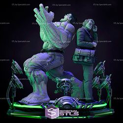 Hulk and Bruce Banner STL Files 3D Printing Figurine Diorama - Base Diorama