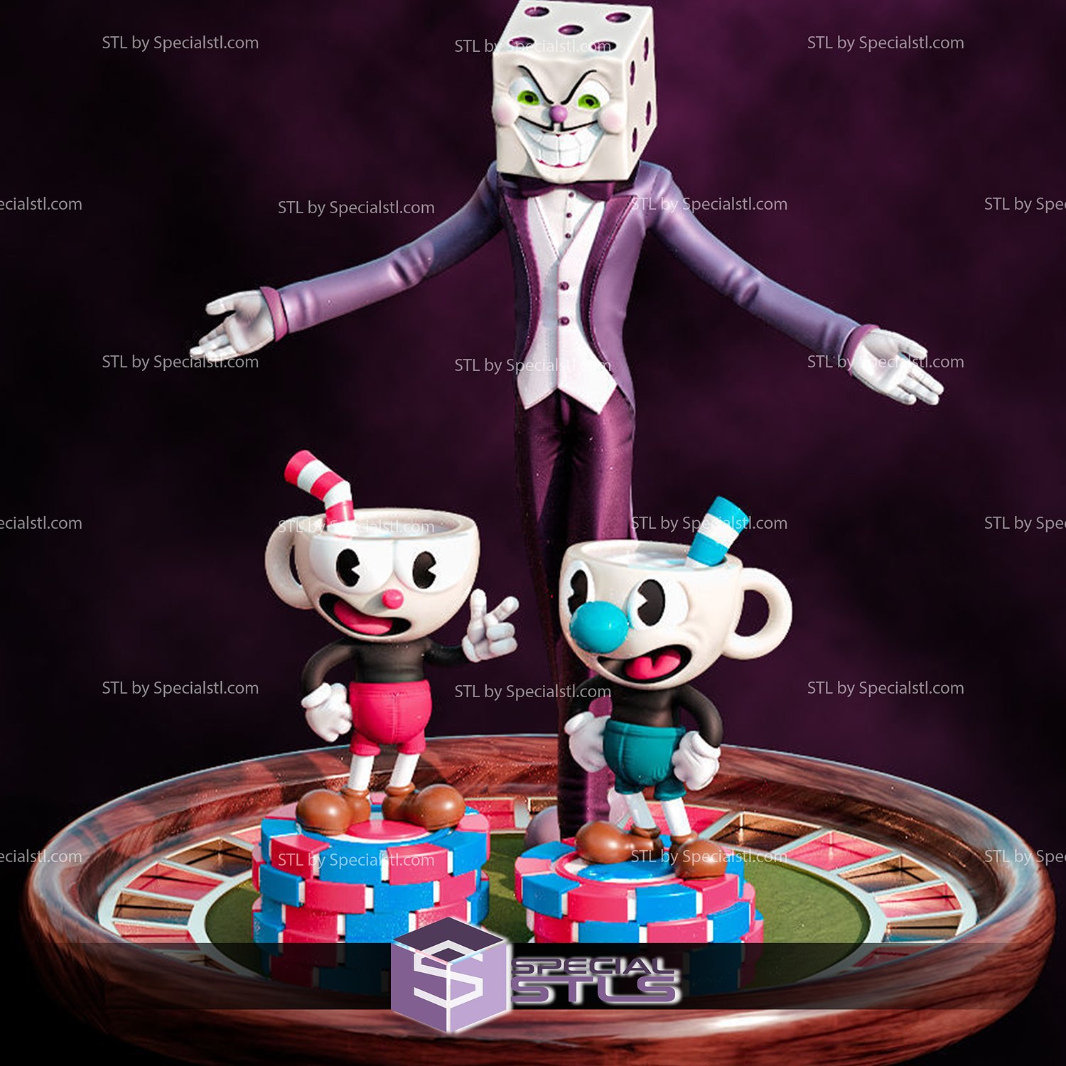 STL file Cuphead King Dice Keychain 🤴・Model to download and 3D