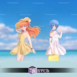Asuka and Rei Summer Dess 3D Printing Model STL Files