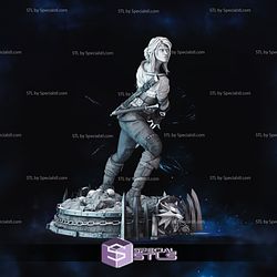 Ciri in action 3D Printing Figurine The Witcher STL Files