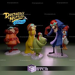 Dastardly and Muttley in Their Flying Machines Stand Alone Character 3D Printing Model STL Files