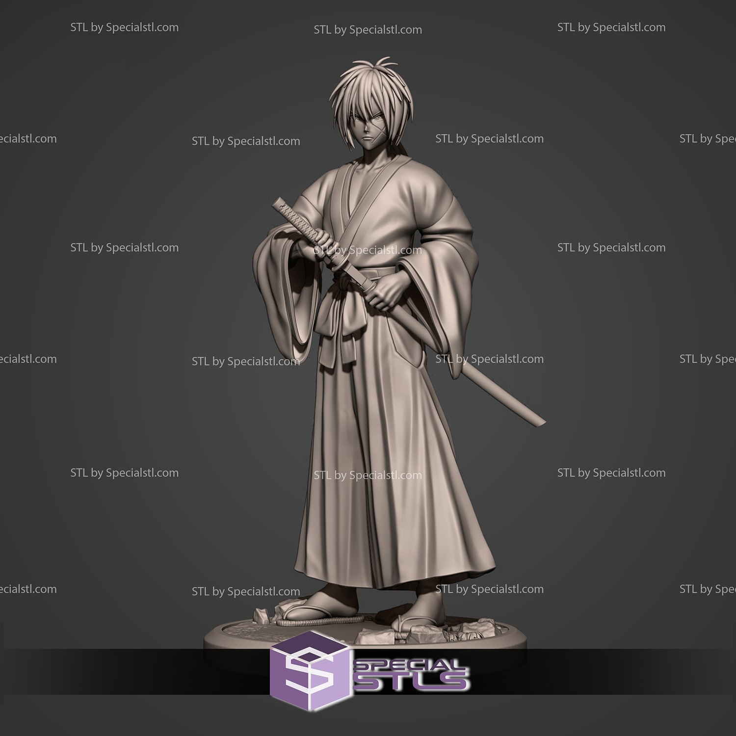 Kenshin Himura Standing 3D Printing Model STL Files | SpecialSTL
