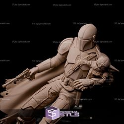 Mandalorian and Baby Yoda Explosion 3D Printing Model Starwars STL Files