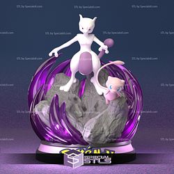 Mew and Mewtwo Diorama 3D Printing Model Pokemon STL Files