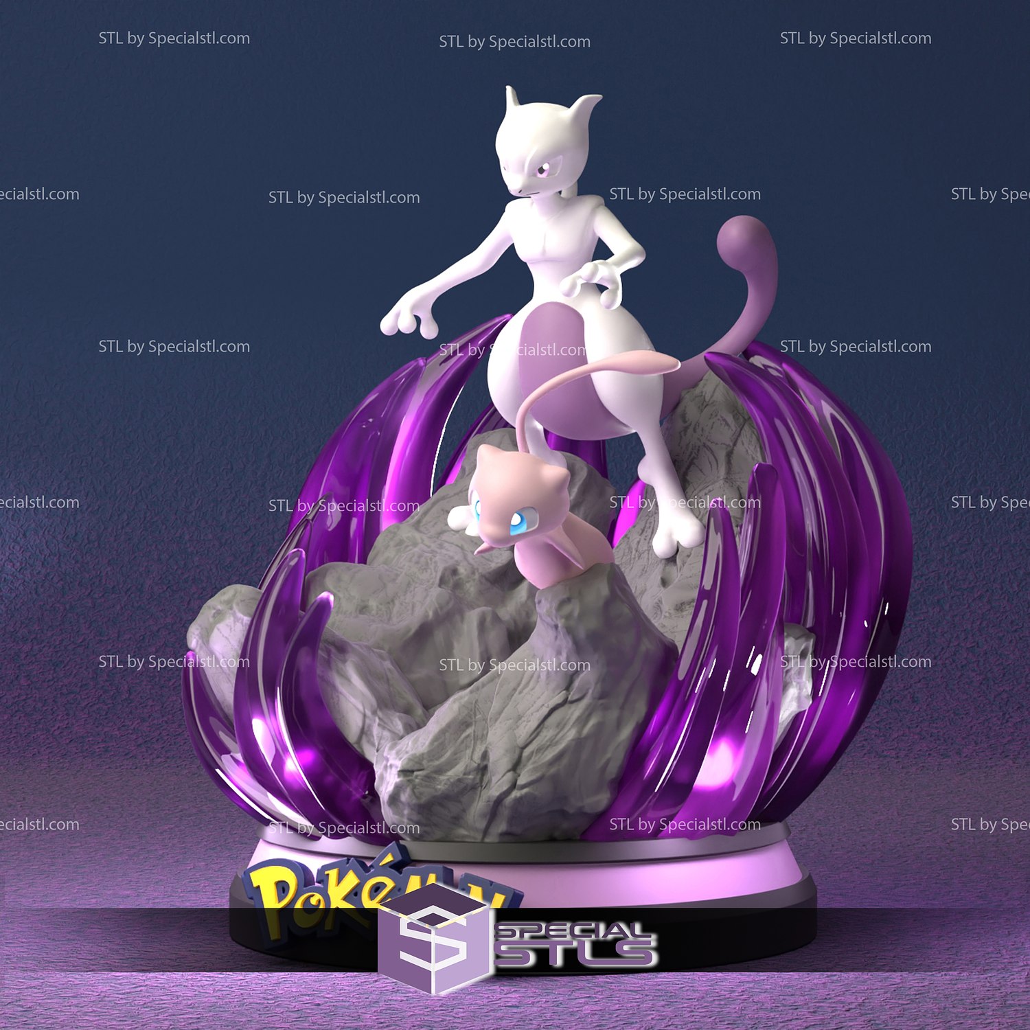 MEW AND MEWTWO POKEMON 3D model 3D printable