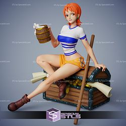 Nami Sitting 3D Printing Figurine One Piece STL Files