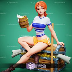 Nami Sitting 3D Printing Figurine One Piece STL Files