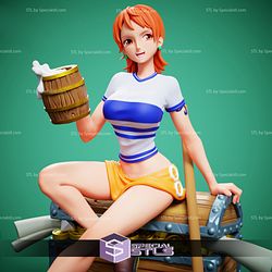 Nami Sitting 3D Printing Figurine One Piece STL Files