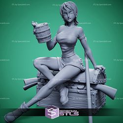 Nami Sitting 3D Printing Figurine One Piece STL Files