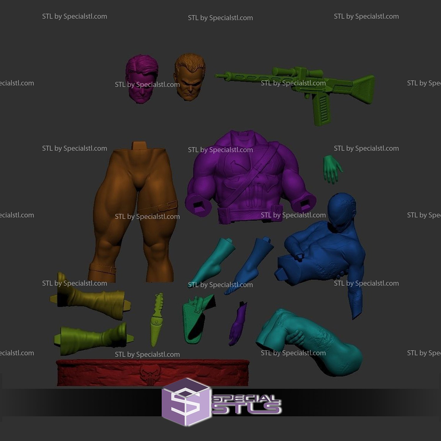 Spiderman And Punisher 3D Printing Model STL Files