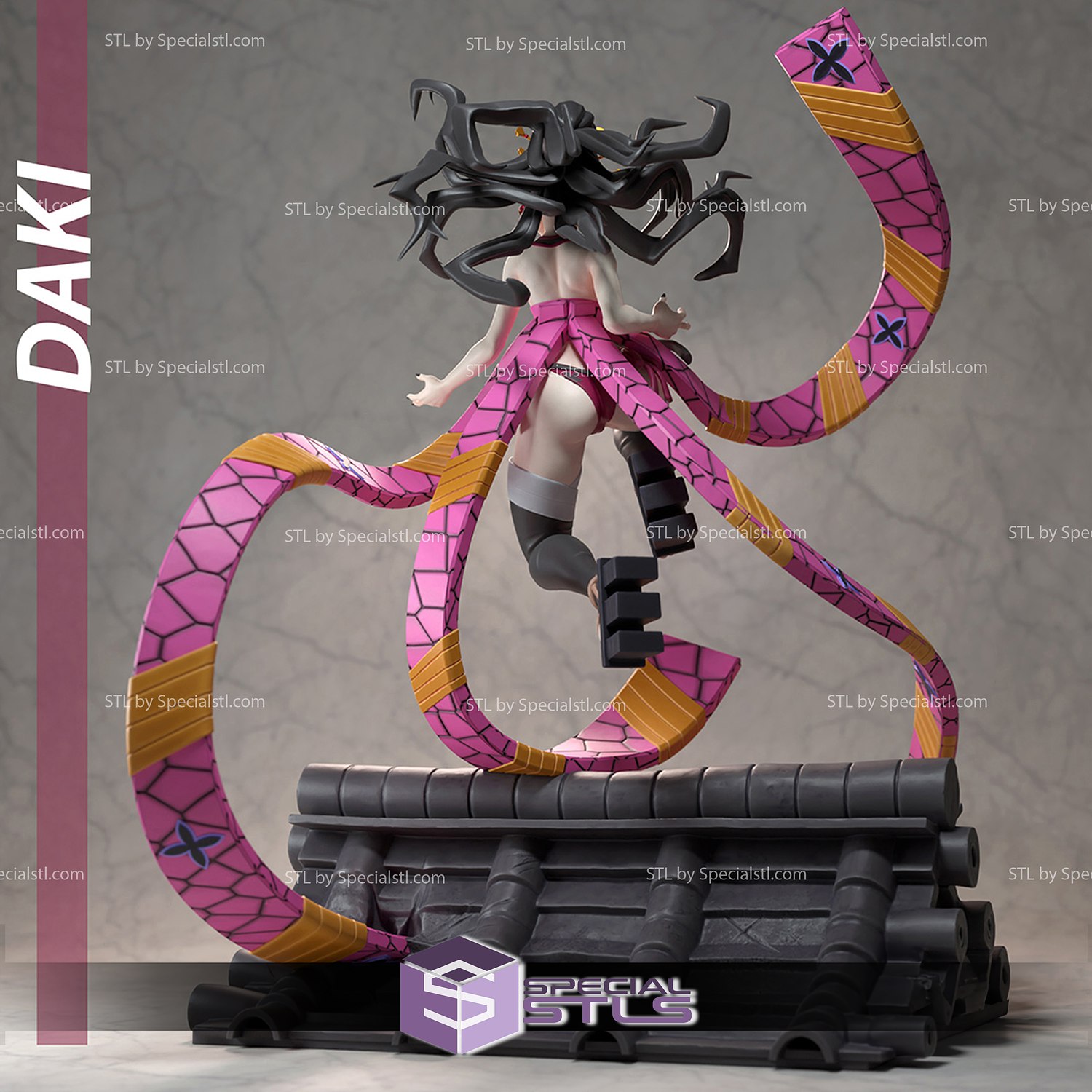 Daki STL Files V4 Action Pose Demon Slayer 3D Printing Figurine ...