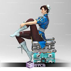 Chunli on Suitcase 3D Printing Model Street Fighter STL Files