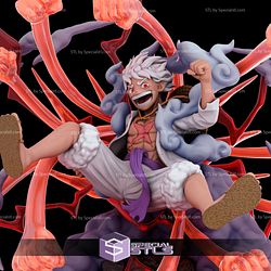 Luffy Nika Gear 5 Posing V2 3D Printing Model One Piece STL Files