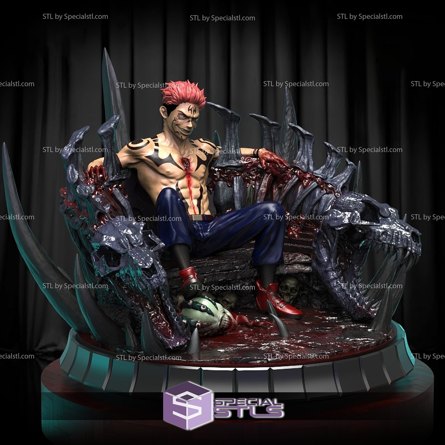 Ryomen Sukuna On Throne 3d Printing Model Jujutsu Kaisen Stl Files Specialstl 