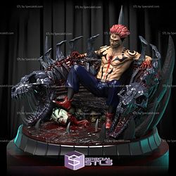 Ryomen Sukuna on Throne 3D Printing Model Jujutsu Kaisen STL Files