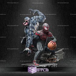 Spider Man Miles Morales and Venom V2 STL Files Basketball Match