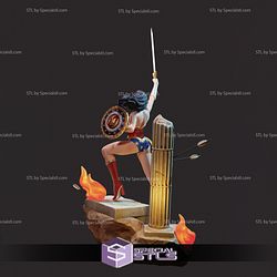 Warrior Wonder Woman on Stair V4 3D Printing Model STL Files