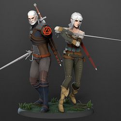 Geralt and Ciri Diorama from The Witcher