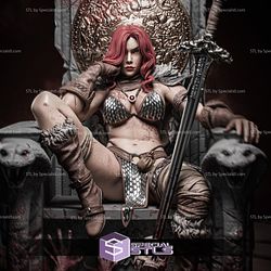 Red Sonja on Throne 3D Print STL Files
