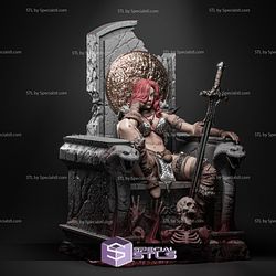 Red Sonja on Throne 3D Print STL Files