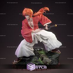 Kenshin Himura in Action V2 3D Print STL 3D Model