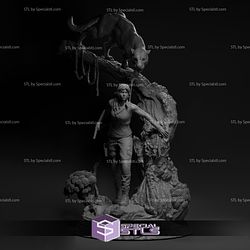Lara Croft with Panther 3D Print STL Tomb Raider 3D Model