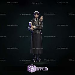 Wednesday Addams with Book 3D Print STL 3D Model