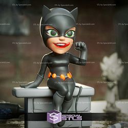 Chibi STL Collection - Catwoman Sitting 3D Model