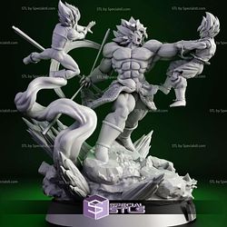 Broly Fighting Goku and Vegeta Diorama STL Files