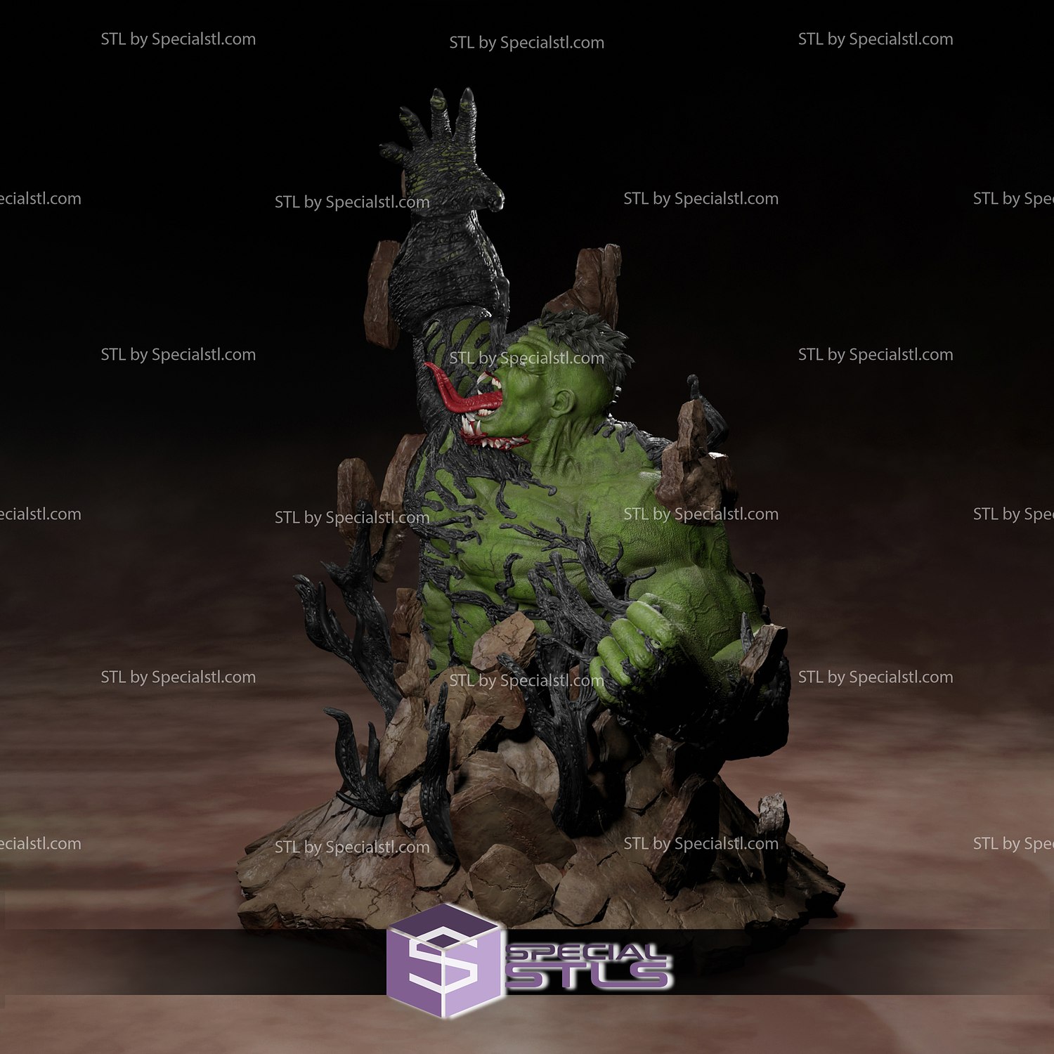 Venomized Hulk Action Pose V5 3D Printing Model 3D Model
