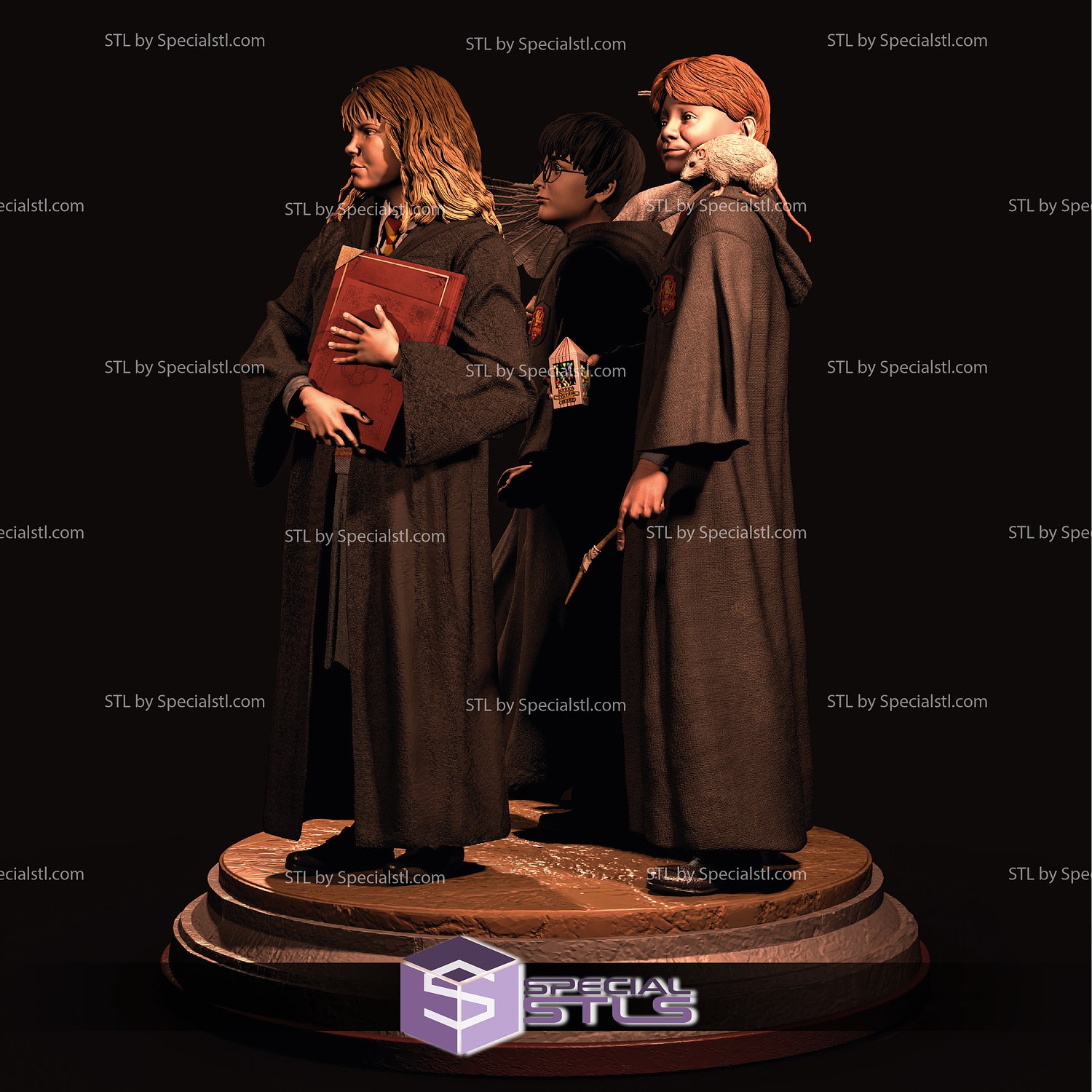 Golden Trio Diorama 3D Printing Model Harry Potter 3D Model