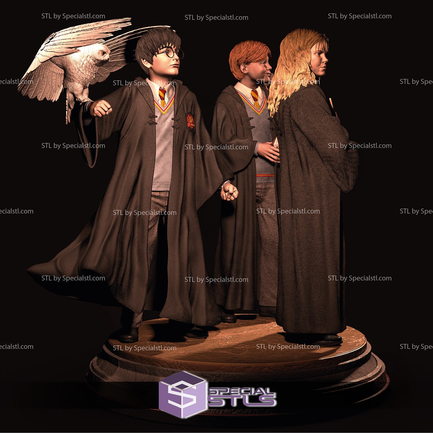 Golden Trio Diorama 3D Printing Model Harry Potter 3D Model