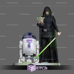 Luke Skywalker R2D2 and Baby Yoda 3D Model