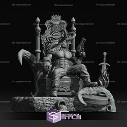 Hellboy on Throne STL Files 3D Model