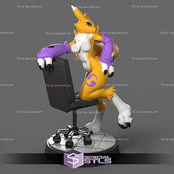 Renamon Digimon and Chair NSFW Ready to 3D Print