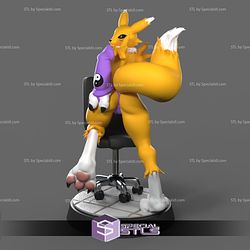 Renamon Digimon and Chair NSFW Ready to 3D Print