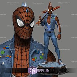Spider Punk and Guitar Standing Ready to 3D Print