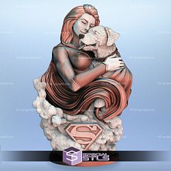 Super Girl and Dog Bust Ready to 3D Print