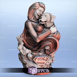 Super Girl and Dog Bust Ready to 3D Print