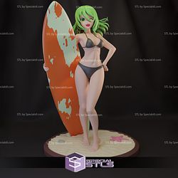 Surfer Girl Anime Girl Fanart Ready to 3D Print