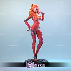 Asuka Langley High Detail Standing Ready to 3D Print