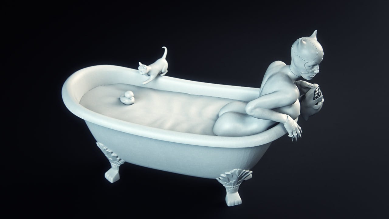 Catwoman in the bathtub from DC